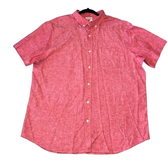 OLD NAVY Regular Fit Mens Red Linen Blend Short Sleeve Shirt Sz XL - Picture 1 of 8